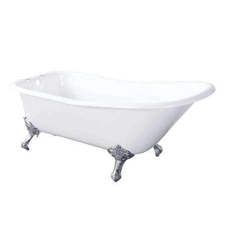 Aqua Eden Clawfoot Bathtubs, 66.56 L, 29.5 W, White/Polished Chrome, Cast Iron VCT7D6630NF1